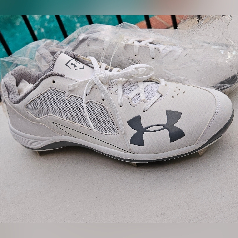 Men's Under Armour Ignite Low ST White BASEBALL cleats Sz. 14 - Picture 6 of 10
